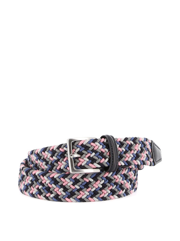 Pink and blue stretch woven belt 
