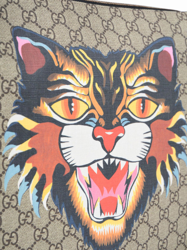 کیف دوشی Gucci - Angry Cat canvas 