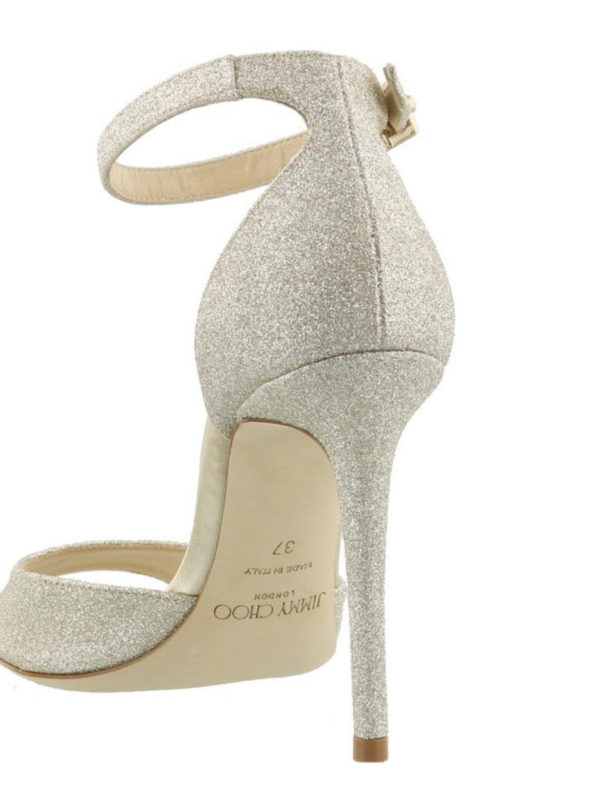 Jimmy Choo - Annie 100 glitter sandals - sandals - ANNIE100DGZPLATINUMICE