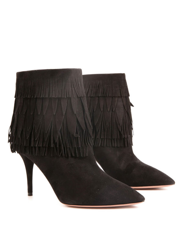 suede fringe booties