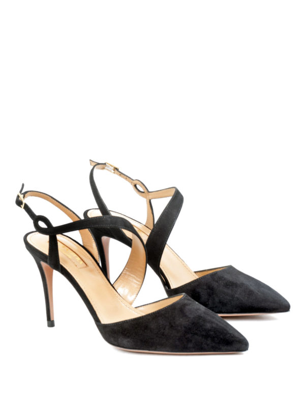 black suede slingback shoes