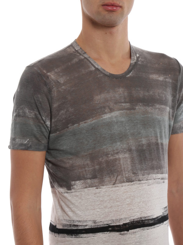 Avant Toi - Grey linen striped T-shirt 