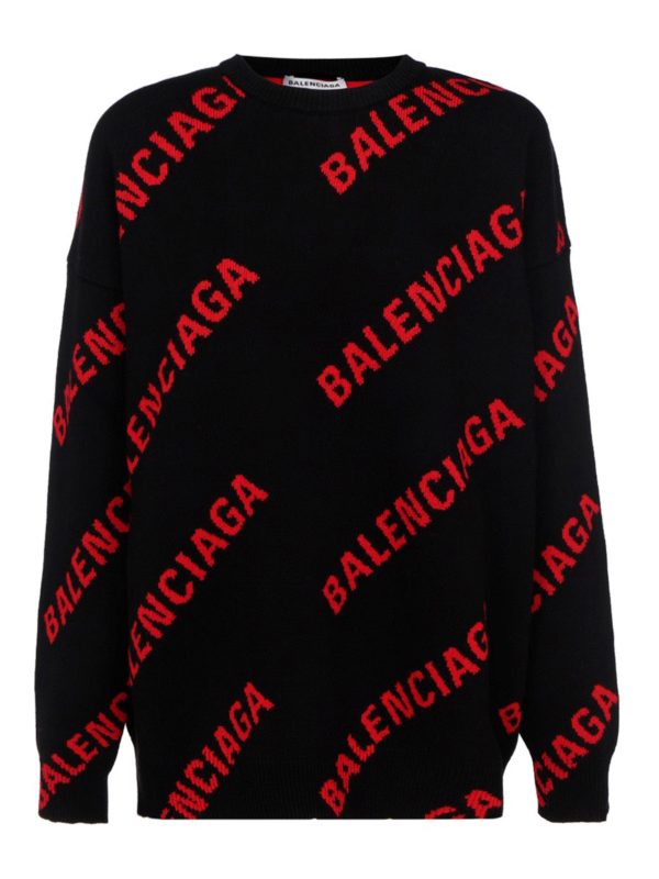 Balenciaga - Inlayed wool blend crewneck jumper - crew necks ...