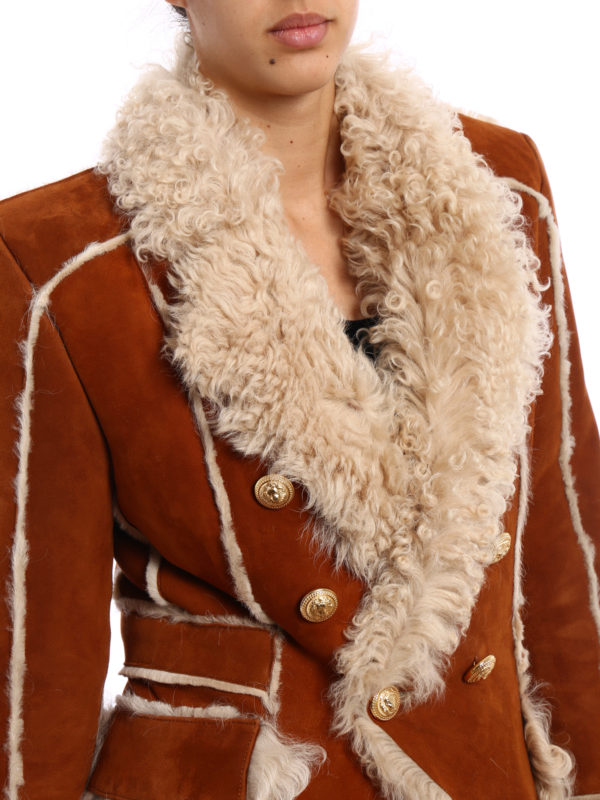 balmain shearling coat