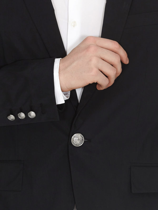 button cotton blend blazer 