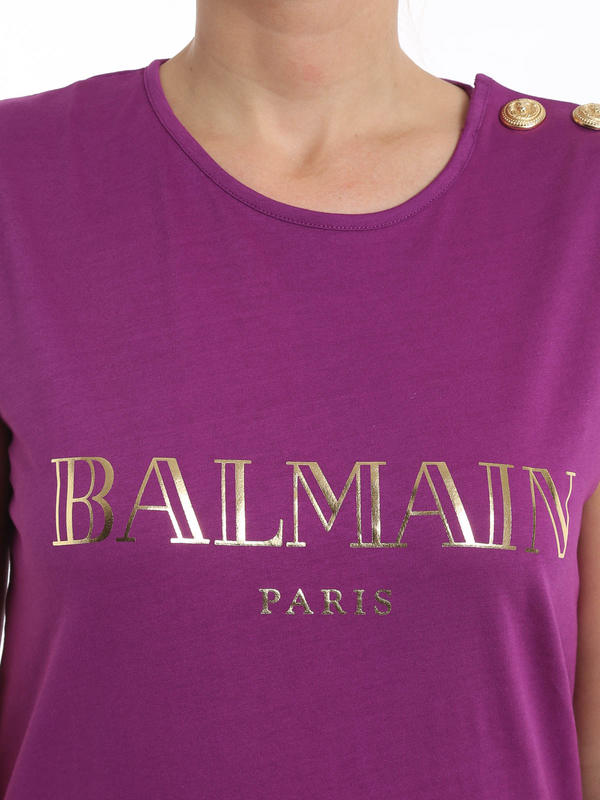 purple balmain t shirt