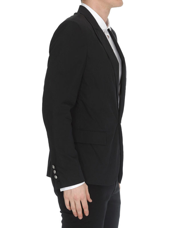 button cotton blend blazer 