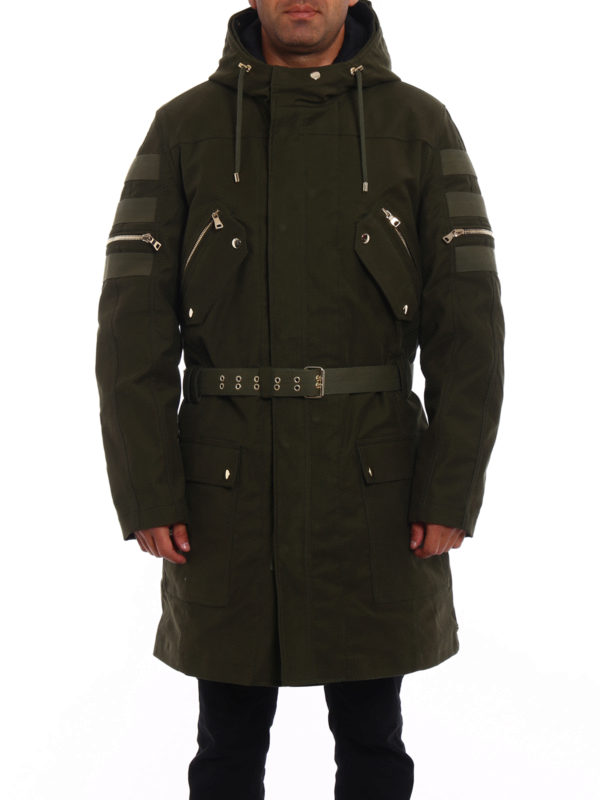 Dark green cotton multipocket parka 