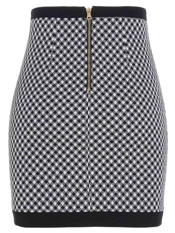 Balmain - Mini skirt in black and white - skirts - VF14064J104EAB