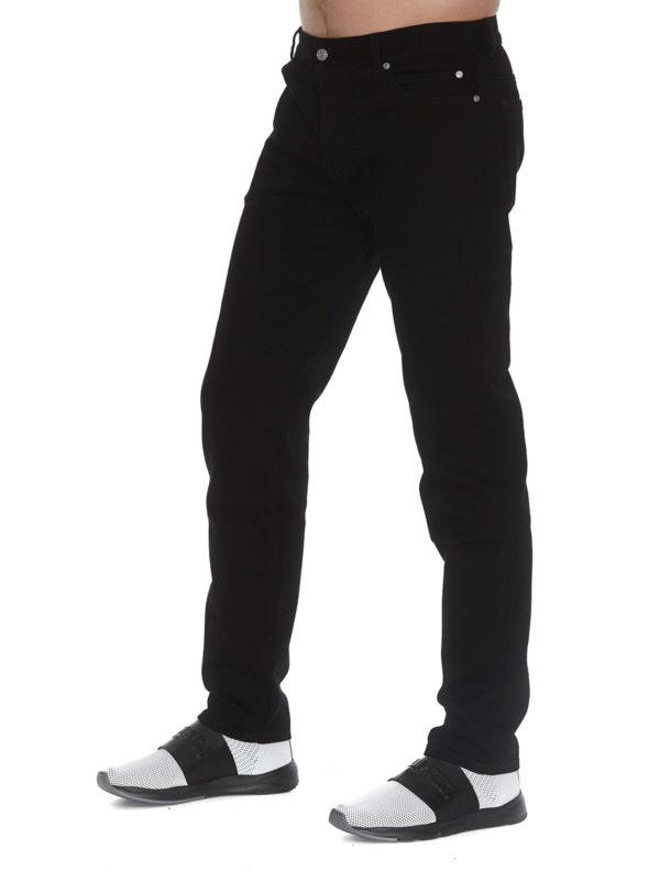 black denim tapered jeans