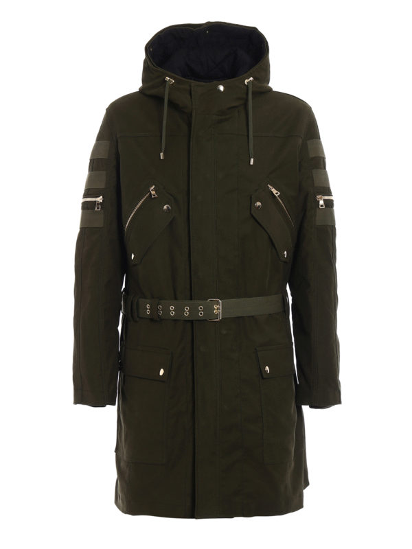 Dark green cotton multipocket parka 