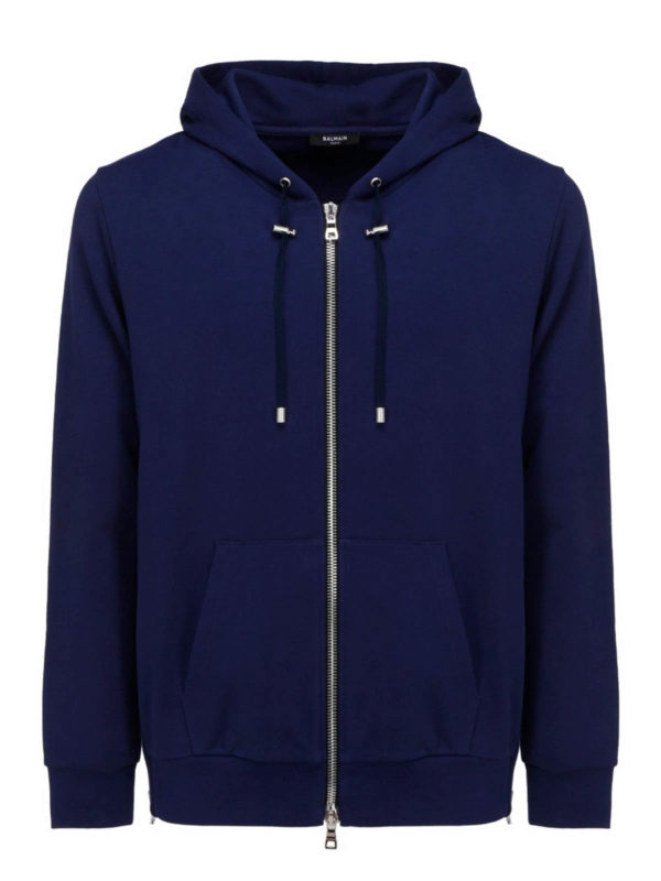 سویشرت Balmain - Zipped cotton hoodie 