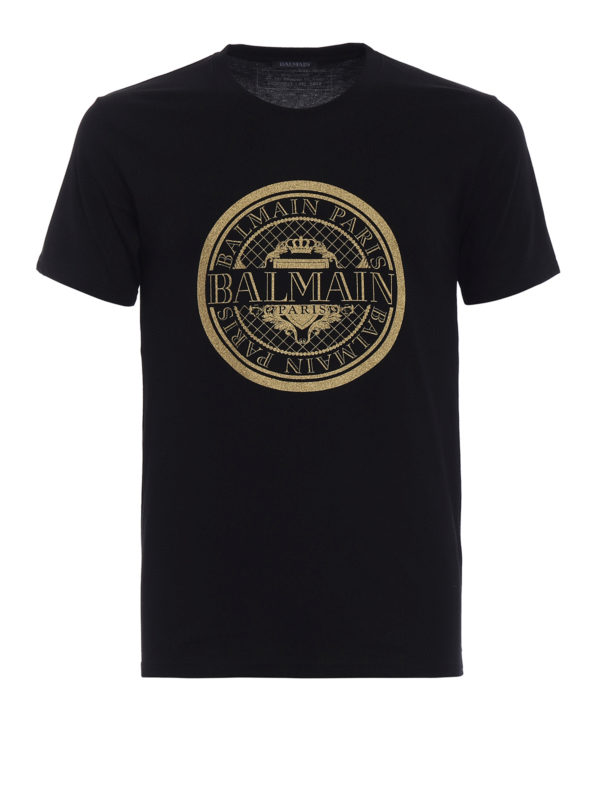 Balmain - Gold logo cotton T-shirt - t-shirts - S8H8601I156176 | iKRIX.com