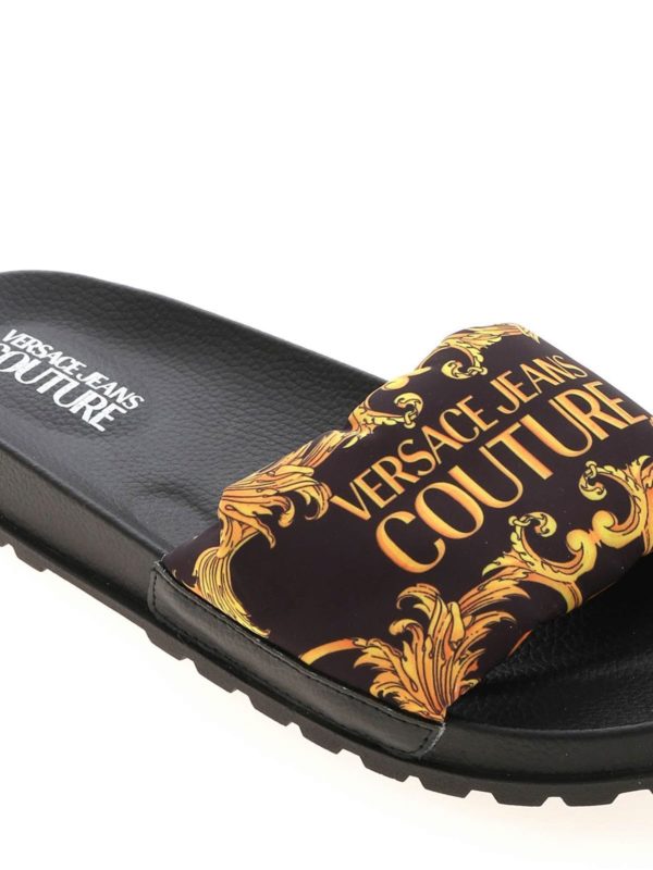 Flip flops Versace Jeans Couture - Baroque print slippers in black