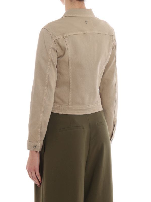 cropped beige denim jacket