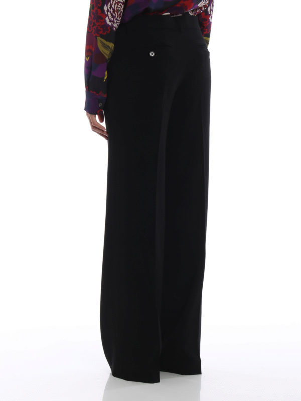 Black crepe masculine wide leg trousers 