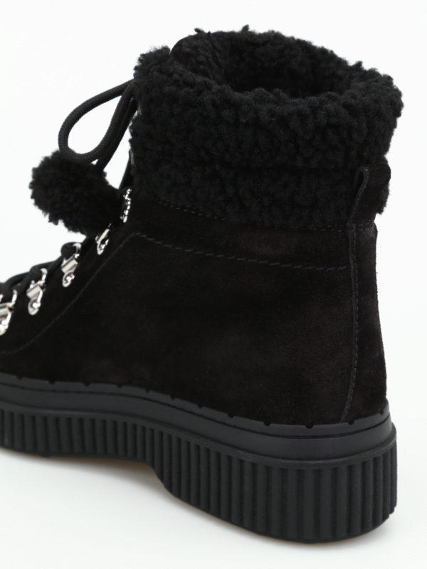 black shearling booties