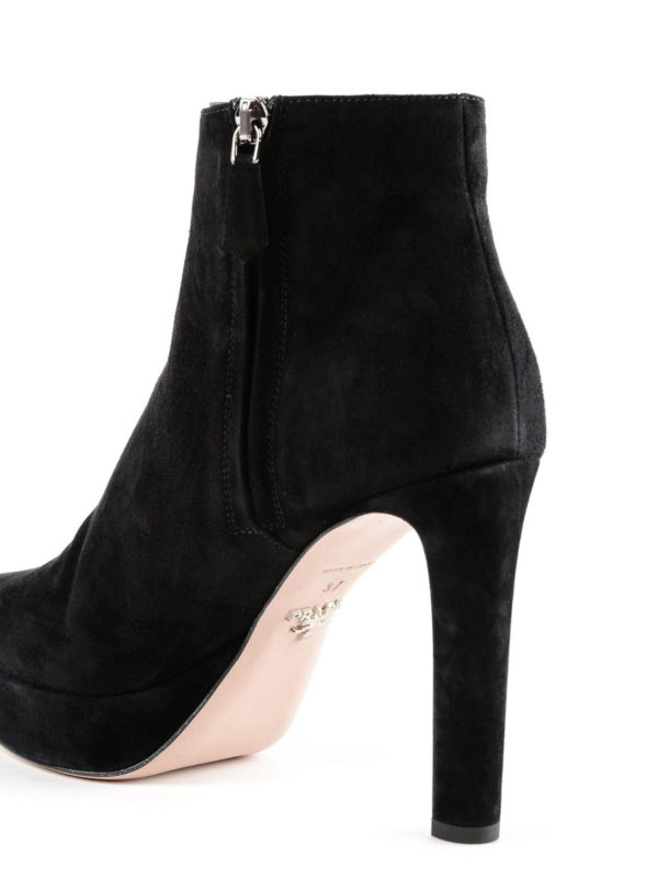 prada black suede ankle boots