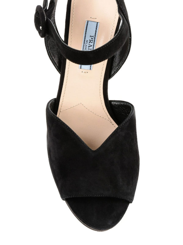 prada black suede platform sandals