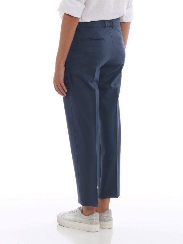 Blue wool blend cigarette trousers 