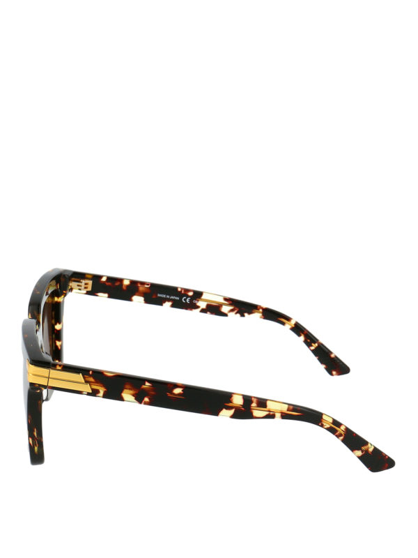 Sunglasses Bottega Veneta Gold Tone Insert Tortoise Squared Sunglasses Bv1005s002