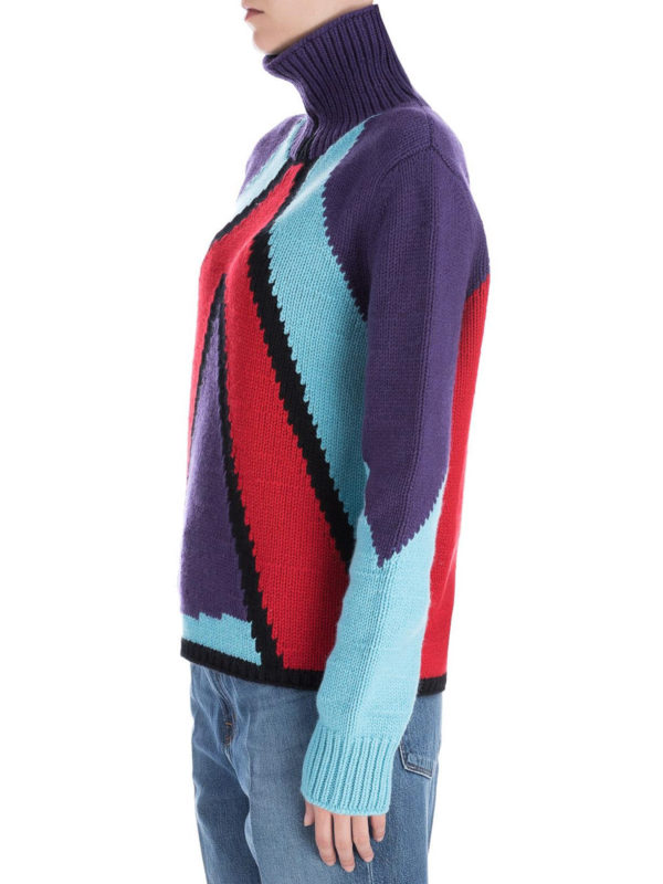 Colour block intarsia cashmere sweater 