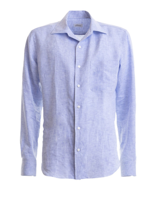 Shirts Brioni - Light blue linen shirt - SCAS0LP81174900 | iKRIX.com