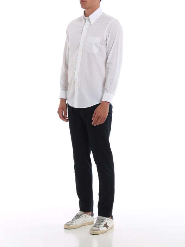 Button down collar poplin cotton shirt 