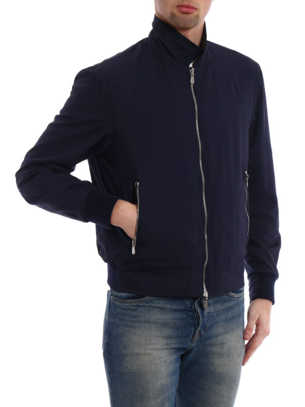 Leather and silk reversible jacket 