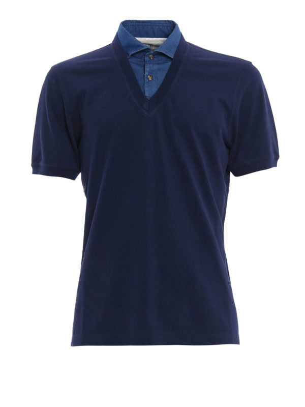 پولو Brunello Cucinelli - Denim collar 
