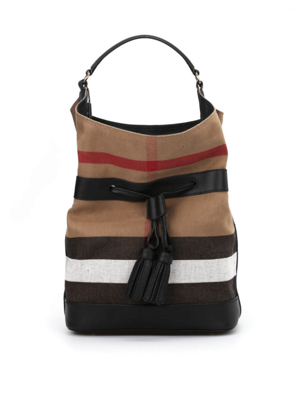 Burberry - Large Ashby canvas bag - Bucket bags - 39978501