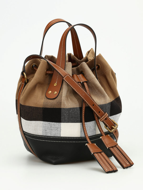 Heston canvas Check small bag by Burberry - Bucket bags | Shop online at 0 - 4049554