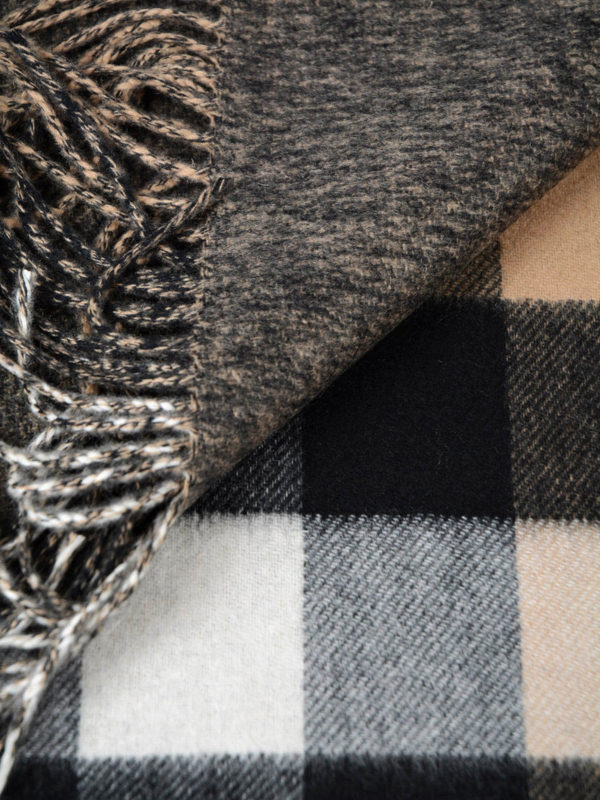 half mega check cashmere scarf