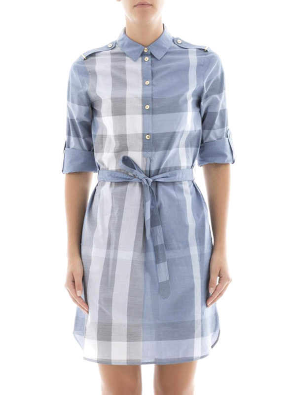 burberry check cotton shirt dress