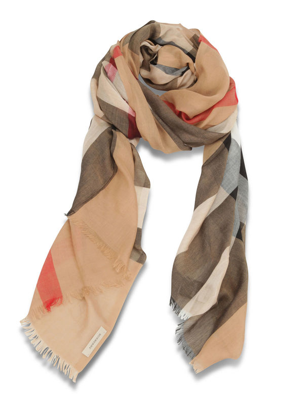 Scarves Burberry - Check Modal Cashmere and Silk Scarf - 39692361