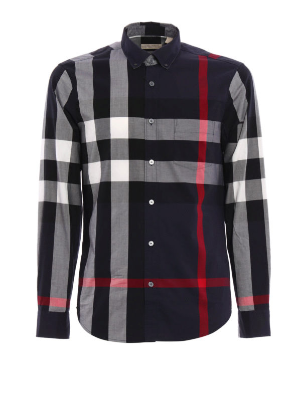 camisa burberry azul marinho