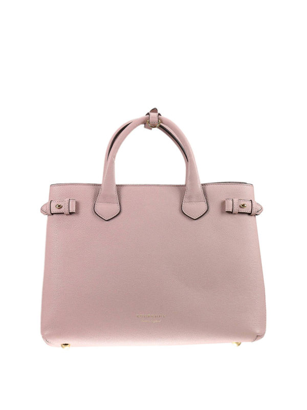 burberry house check derby leather medium banner tote