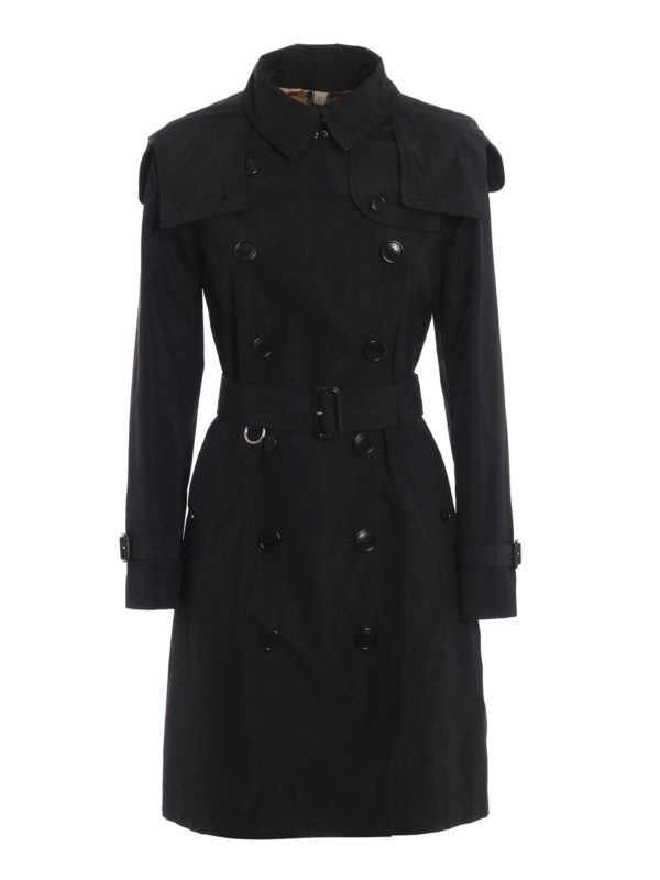 Burberry - Kensington black tech fabric trench coat - trench coats ...