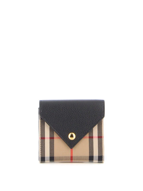 Lila Vintage Check and black leather wallet