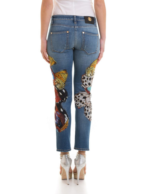 Butterfly patch denim jeans 