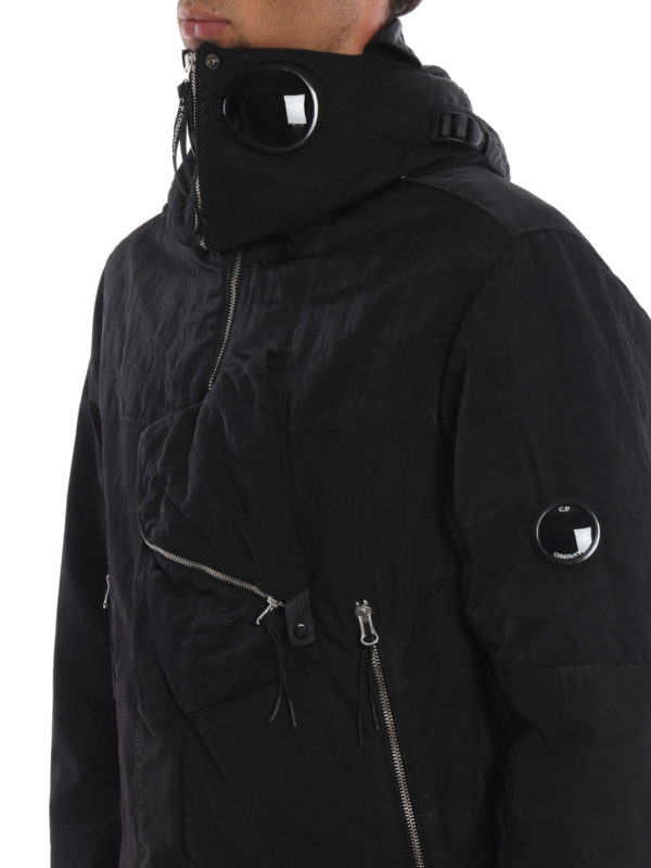 cp company goggle hoodie black