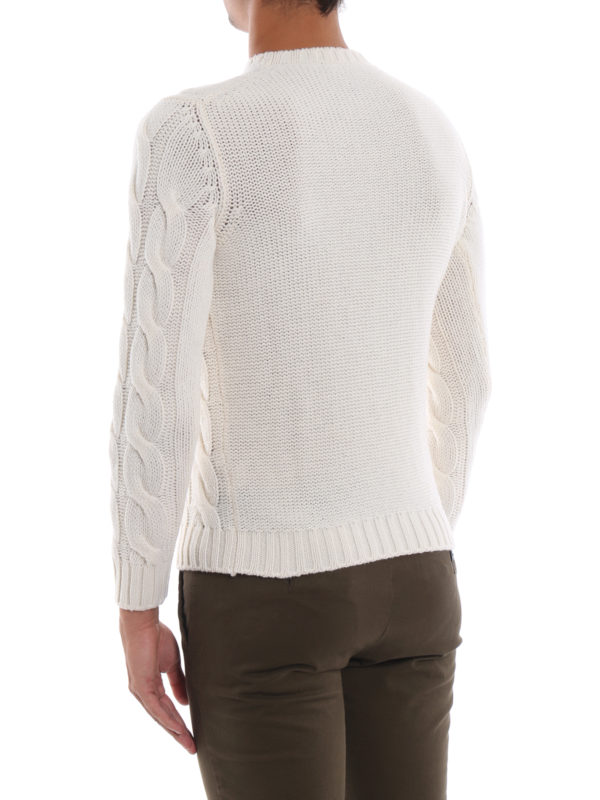 Crew necks Paolo Fiorillo - Cable knit white wool sweater - 630701002