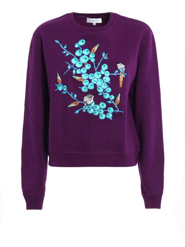 embroidered chickadee sweatshirt