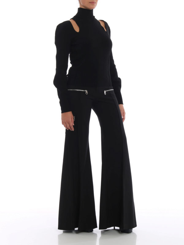 Stretch wool flared trousers 