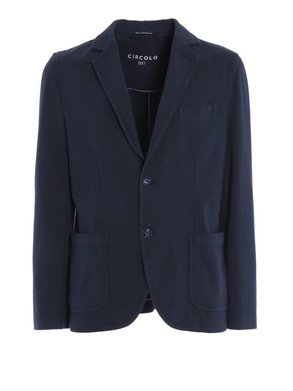 Stretch pique cotton blazer 