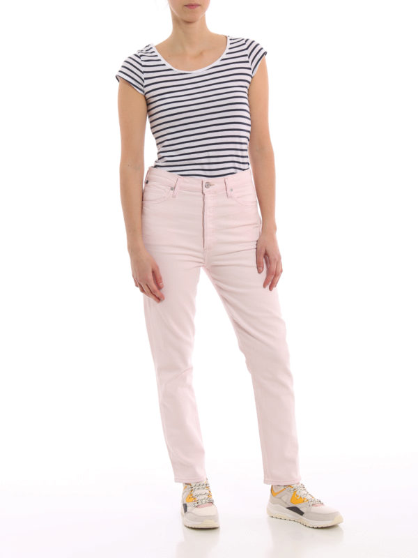 Olivia crop high rise slim pink jeans 