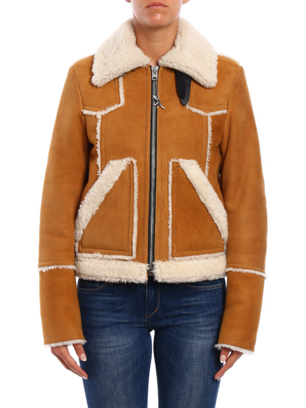 Fur & Shearling Coats Coach - Shearling lumber jacket - 87569TOFFEE