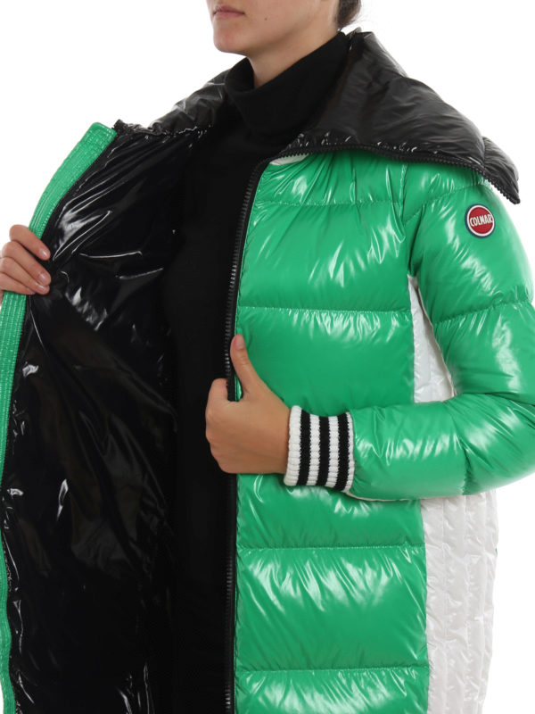 green shiny puffer jacket
