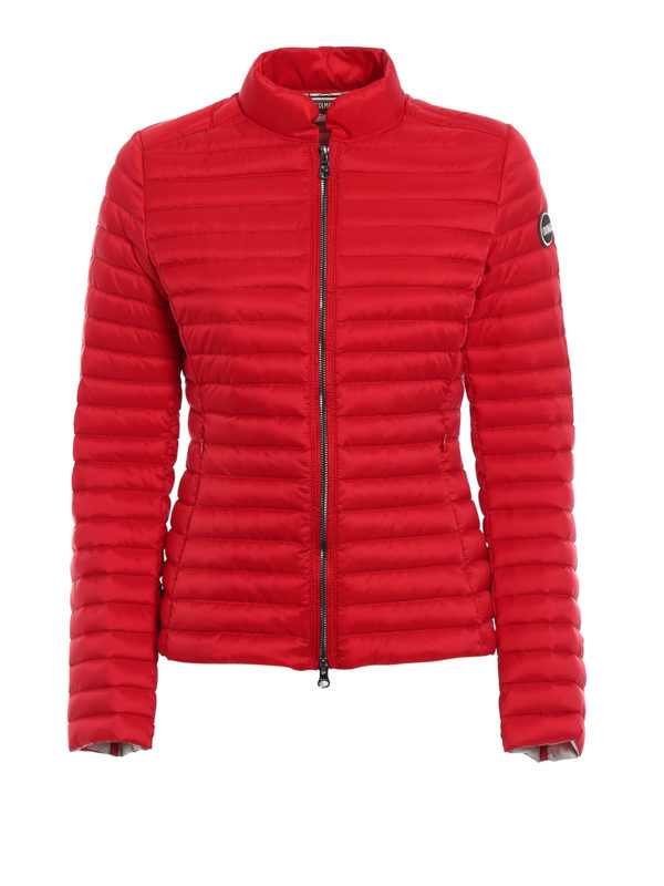 dark red padded jacket