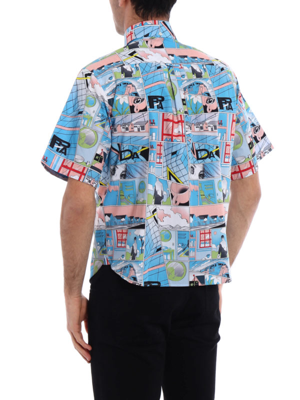 Shirts Prada - Comics print cotton poplin shirt - UCS3061QT9F0013